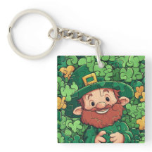 Lycklig St. Patrick's Day Shamrocks Acrylic Keycha