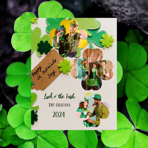 Lycklig St. patrick's day Shamrocks-familj 2 foto Helg Vykort