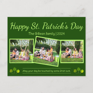 Lycklig St. patrick's day Shamrocks family 3-foto Helg Vykort