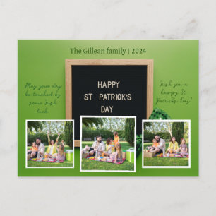 Lycklig St. patrick's day Shamrocks family 3-foto Helg Vykort