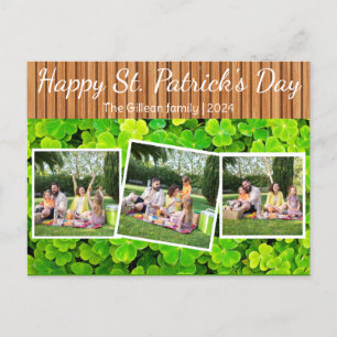 Lycklig St. patrick's day Shamrocks family 3-foto Helg Vykort
