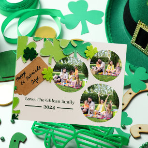 Lycklig St. patrick's day Shamrocks family 3-foto Helg Vykort