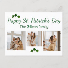 Lycklig St. patrick's day Shamrocks family 3-foto Helg Vykort