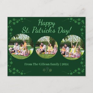 Lycklig St. patrick's day Shamrocks family 3-foto Helg Vykort