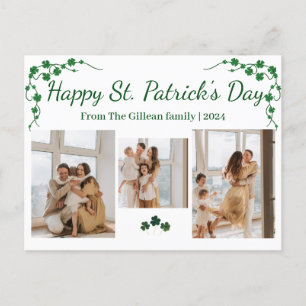 Lycklig St. patrick's day Shamrocks family 3-foto Helg Vykort