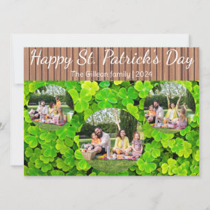Lycklig St. patrick's day Shamrocks family 3-foto Julkort