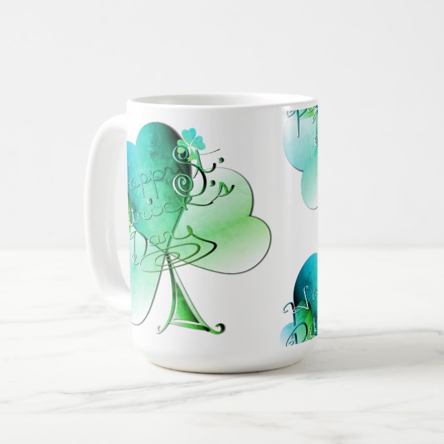 "Lycklig St. Patrick's Day" Shamrocks Kaffemugg (Framsida vänster)