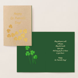 Lycklig St. Patrick's Day. Shamrocks Luxury Folierat Kort