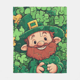 Lycklig St. Patrick's Day Shamrocks Puzzle Fleecefilt
