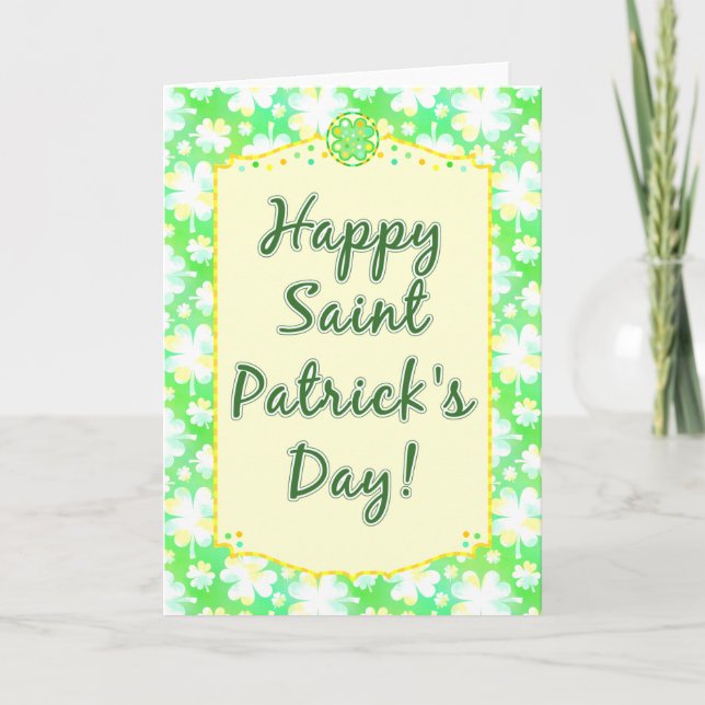Lycklig St patrick's day Shamrocks Retro Watercolo Kort (Framsida)