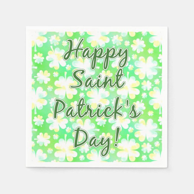 Lycklig St patrick's day Shamrocks Retro Watercolo Pappersservett (Framsidan)