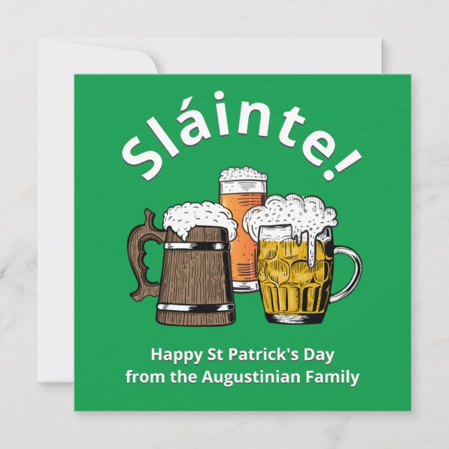 LYCKLIG ST PATRICK'S DAY Sláinte! Öl Julkort (Framsida)