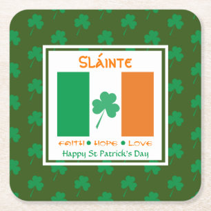 LYCKLIG ST PATRICK'S DAY Sláinte Underlägg Papper Kvadrat