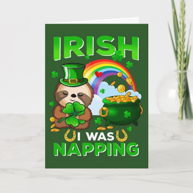 Lycklig St. Patrick's Day Sloth-helgdag Kort (Framsida)