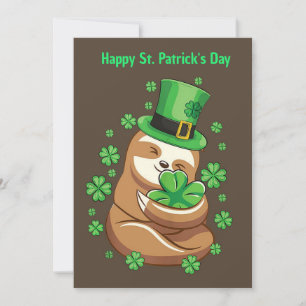 Lycklig St. Patrick's Day Sloth-inbjudan Inbjudningar