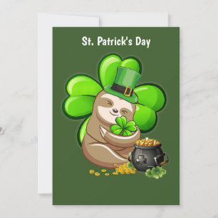 Lycklig St. Patrick's Day Sloth-inbjudan Inbjudningar