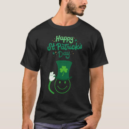 Lycklig St. Patrick's Day Smily Ansikte i ett Hat T Shirt