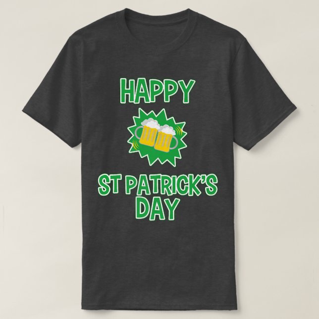 Lycklig St patrick's day som dricker öl firar T Shirt (Design framsida)