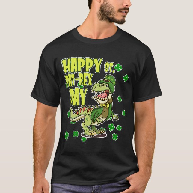 Lycklig St patricks day St Pat Rex Shamrock C T Shirt (Framsida)