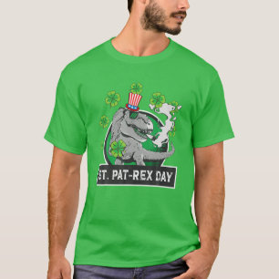 Lycklig St patricks day St Pat Rex T Rex Shamrock Shirt