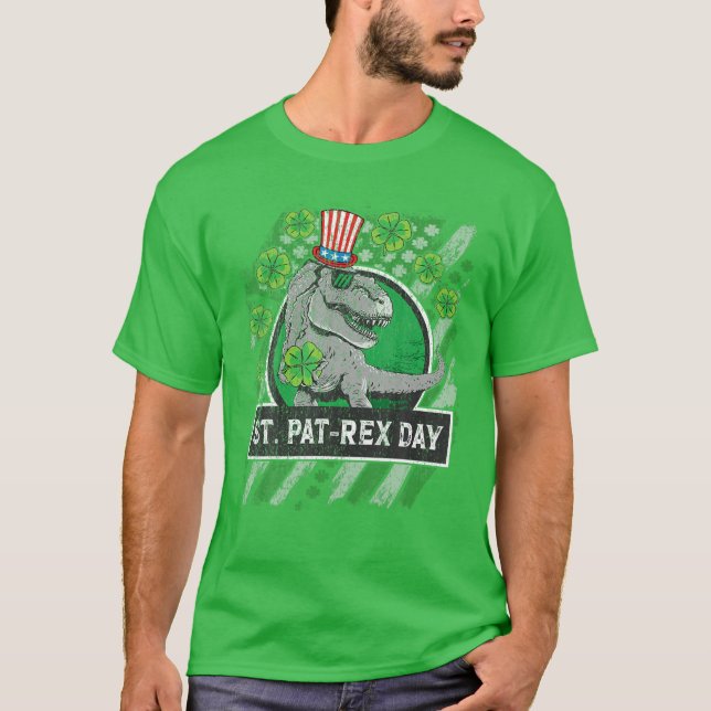 Lycklig St patricks day St Patrex Paddys T Rex Pat T Shirt (Framsida)
