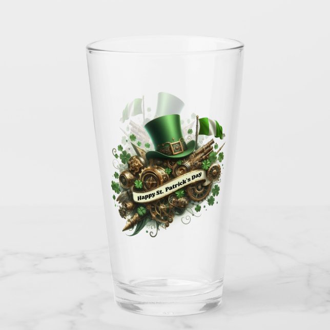 Lycklig St patricks day Steampunk Stil Glaskopp (Framsida)
