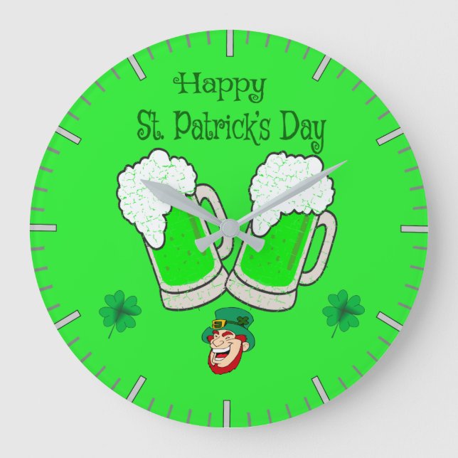 Lycklig St. Patrick's Day Stor Klocka (Framsida)