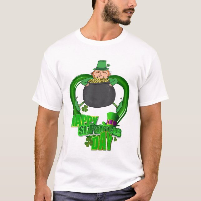 Lycklig St. Patrick's Day T-Shirt (Framsida)