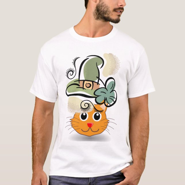 Lycklig St. Patrick's Day T-Shirt Cat (Framsida)