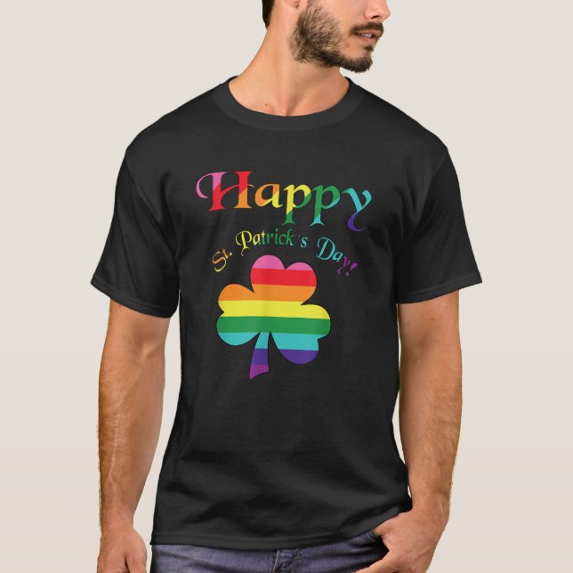 Lycklig St Patrick's Day T shirt LGBT Gay pride (Framsida)