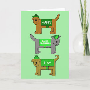 Lycklig St. Patricks Day Tecknad hund Kort