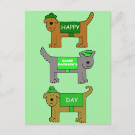Lycklig St patrick's day Tecknad hund Vykort