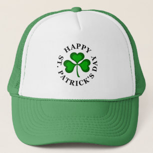 LYCKLIG ST. PATRICK's DAY Text med grönt Shamrock Truckerkeps