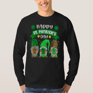 Lycklig St patricks day Three Gnome Shamrock Leopa T Shirt