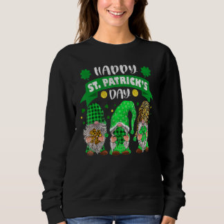 Lycklig St patricks day Three Gnome Shamrock Leopa T Shirt