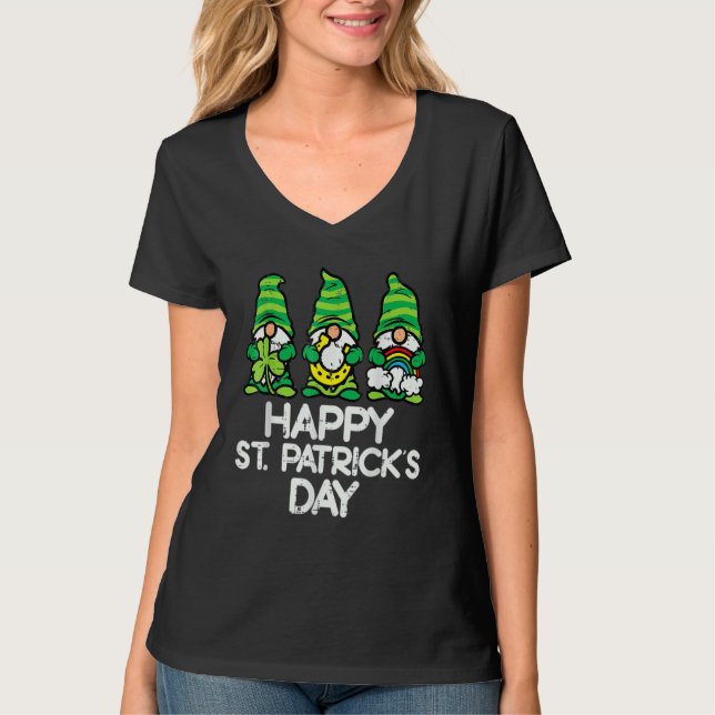 Lycklig St patricks day Three Gnomes Shamrock Esse T Shirt (Framsida)