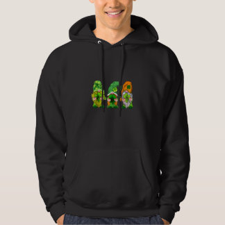 Lycklig St patrick's day Three Gnomes Shamrock Hoodie