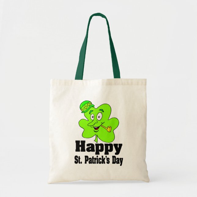 Lycklig St. Patrick's Day Tote Bag Tygkasse (Framsidan)