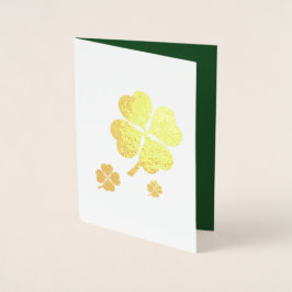 Lycklig St. Patrick's Day. Tricolor Shamrocks Luxu Folierat Kort