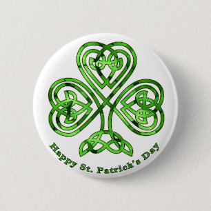Lycklig St. Patrick's Day Trinity Klöver Knapp