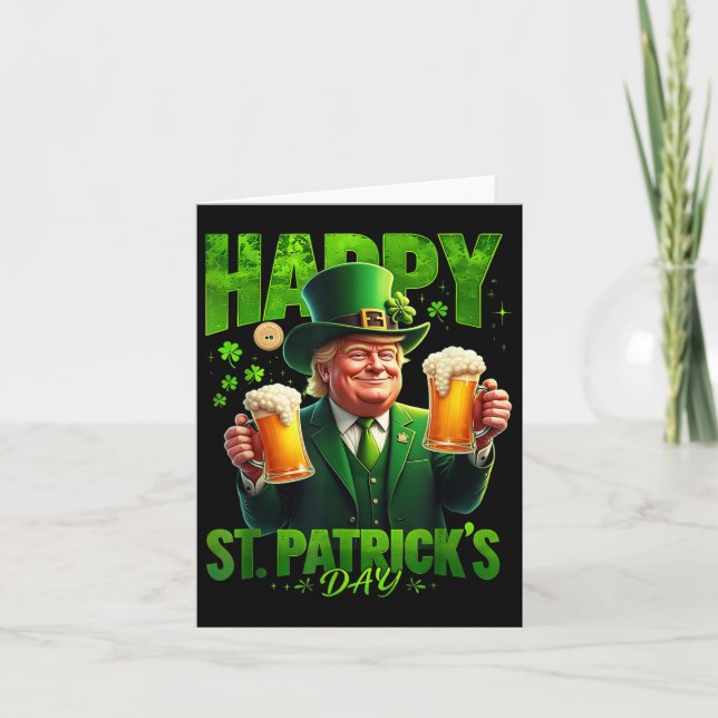 Lycklig St. Patricks Day Trump Shamrock Saint Kort (Framsida)