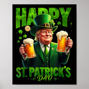 Lycklig St. Patricks Day Trump Shamrock Saint Poster