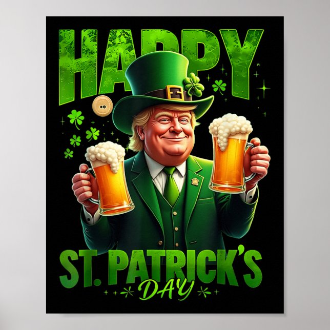 Lycklig St. Patricks Day Trump Shamrock Saint Poster (Framsidan)