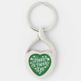 Lycklig St patrick's day Twisted Heart Silverfärgad Nyckelring