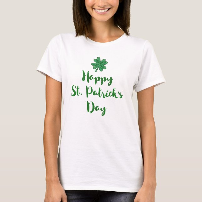 Lycklig St patrick's day Typografi med Shamrock Tee Shirt (Framsida)