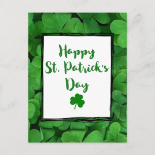 Lycklig St. Patrick's Day Typography med Klöver Vykort