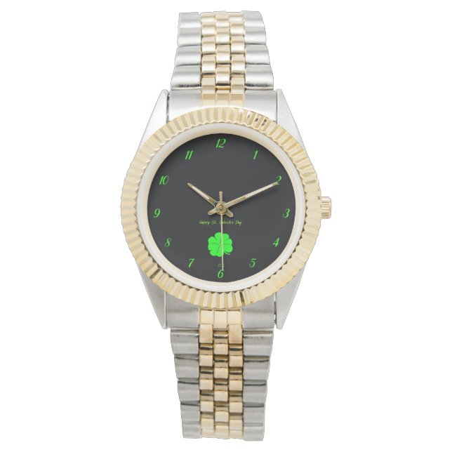 Lycklig St. Patrick's Day Unisex Two-Tone Watch Armbandsur (Framsida)