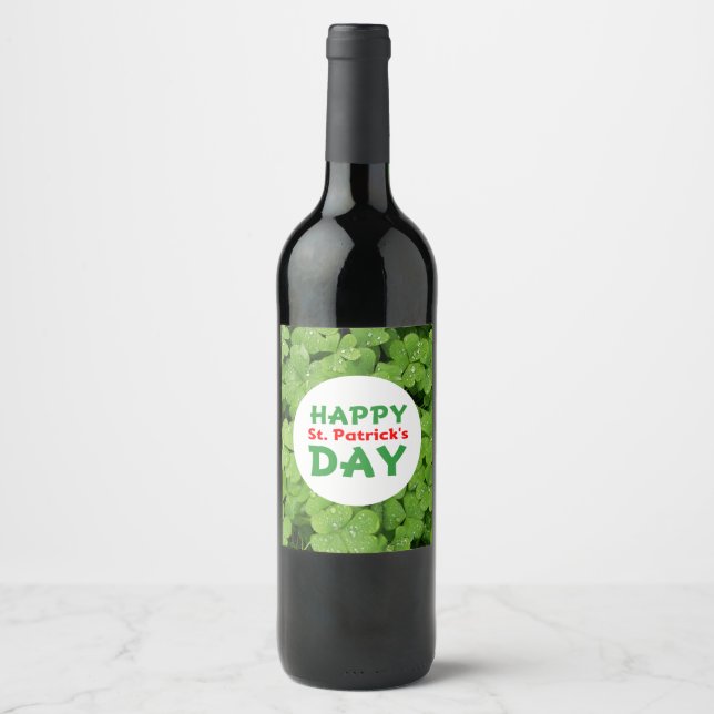 Lycklig St. Patrick's Day vin flaska Vinflaska Etikett (Framsida)