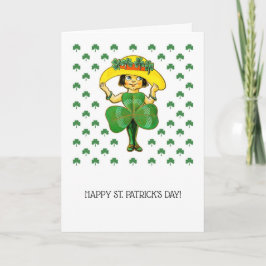 Lycklig St. Patrick's Day. Vintage Irish Girl Kort