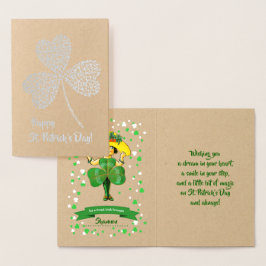 Lycklig St. Patrick's Day. Vintage Little Irish Gi Folierat Kort